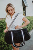 Black Striped Wholesale Quilted Duffel Bag