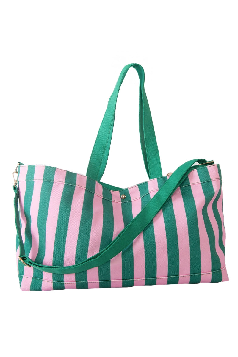 Pink & Green Cabana Wholesale Sleepover Bag