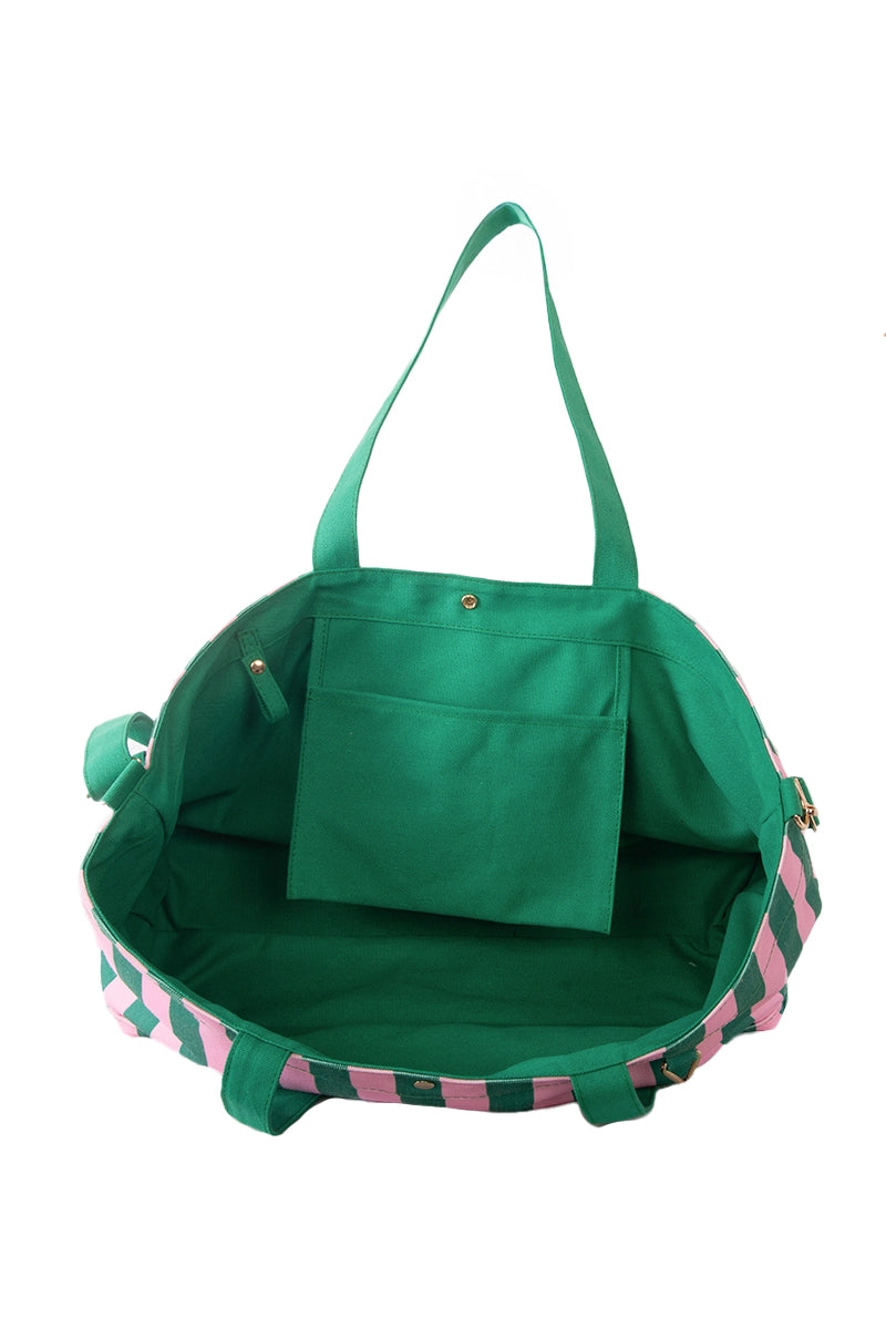 Pink & Green Cabana Wholesale Sleepover Bag