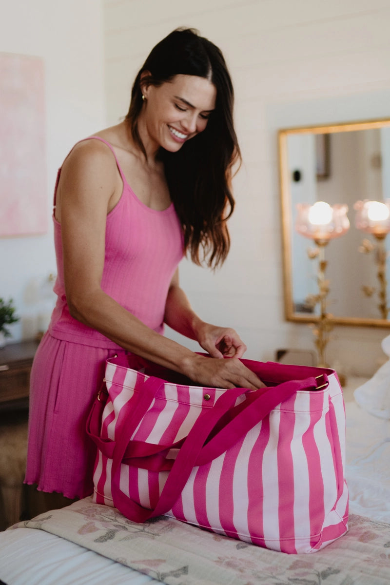 Pink & Hot Pink Wholesale Cabana Sleepover Bag