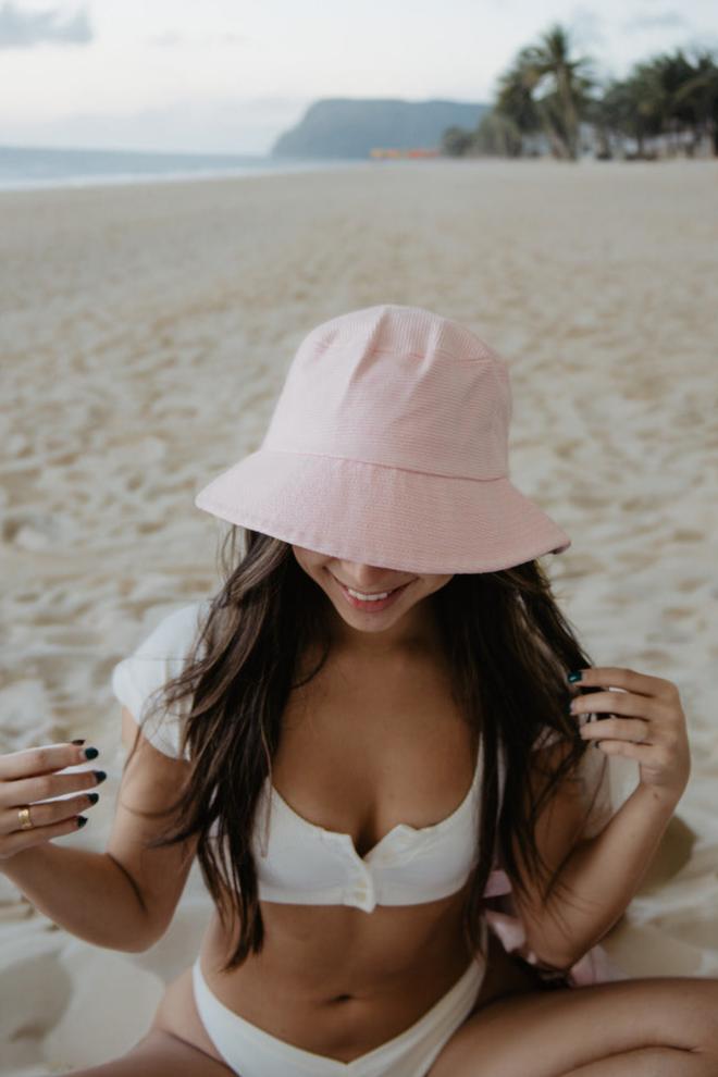 Light Pink Corded Wholesale Bucket Hat
