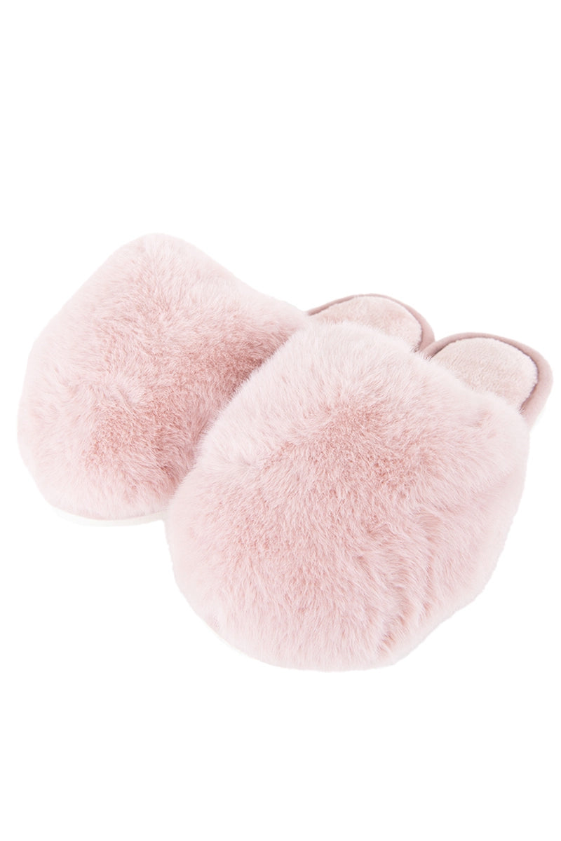 Light Pink Women's Faux Fur Jumbo Slippers Wholesale