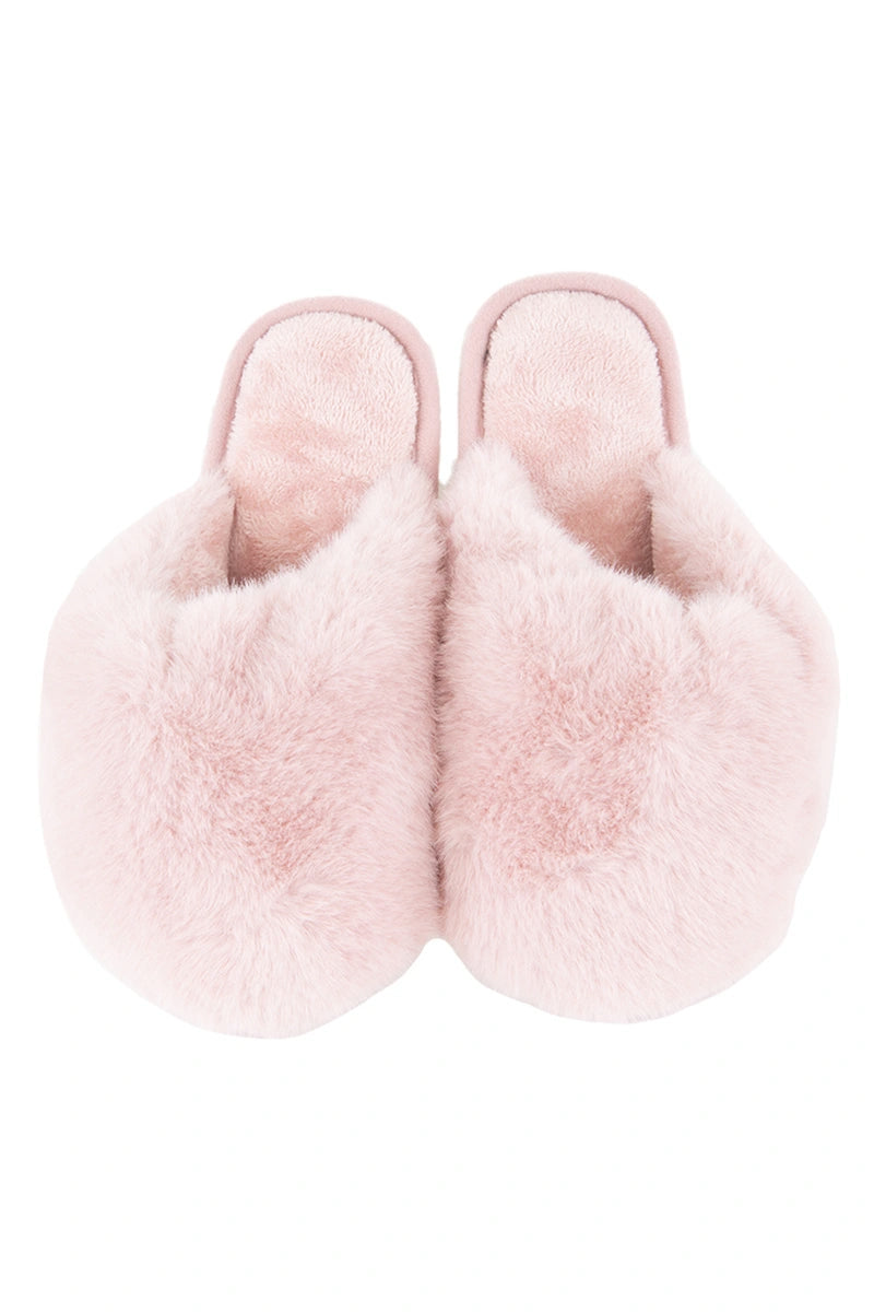 Light Pink Women's Faux Fur Jumbo Slippers Wholesale