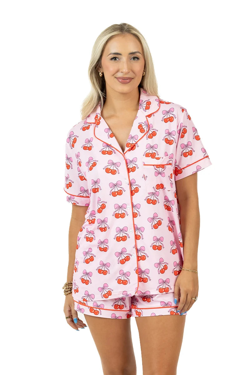 Cherry Bow Repeat Wholesale Pajama Loungewear