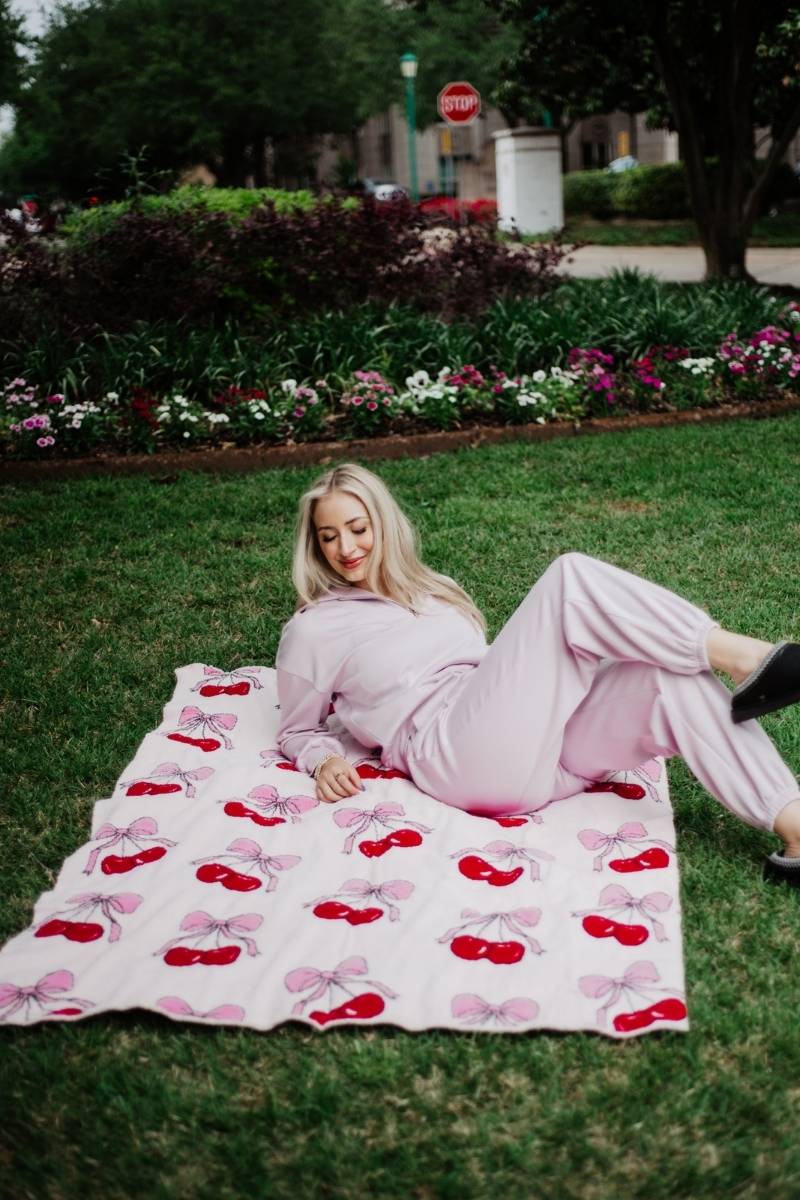 Cherry Bows All Over Wholesale Warm Throw Blanket