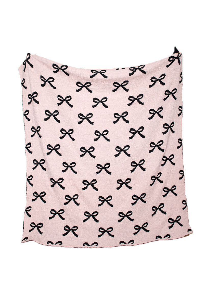 Pink and Black Bows Wholesale Double Sided Throw Blanket