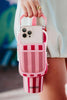 Pink and Wine Striped Wholesale Tumbler Pouch Bag