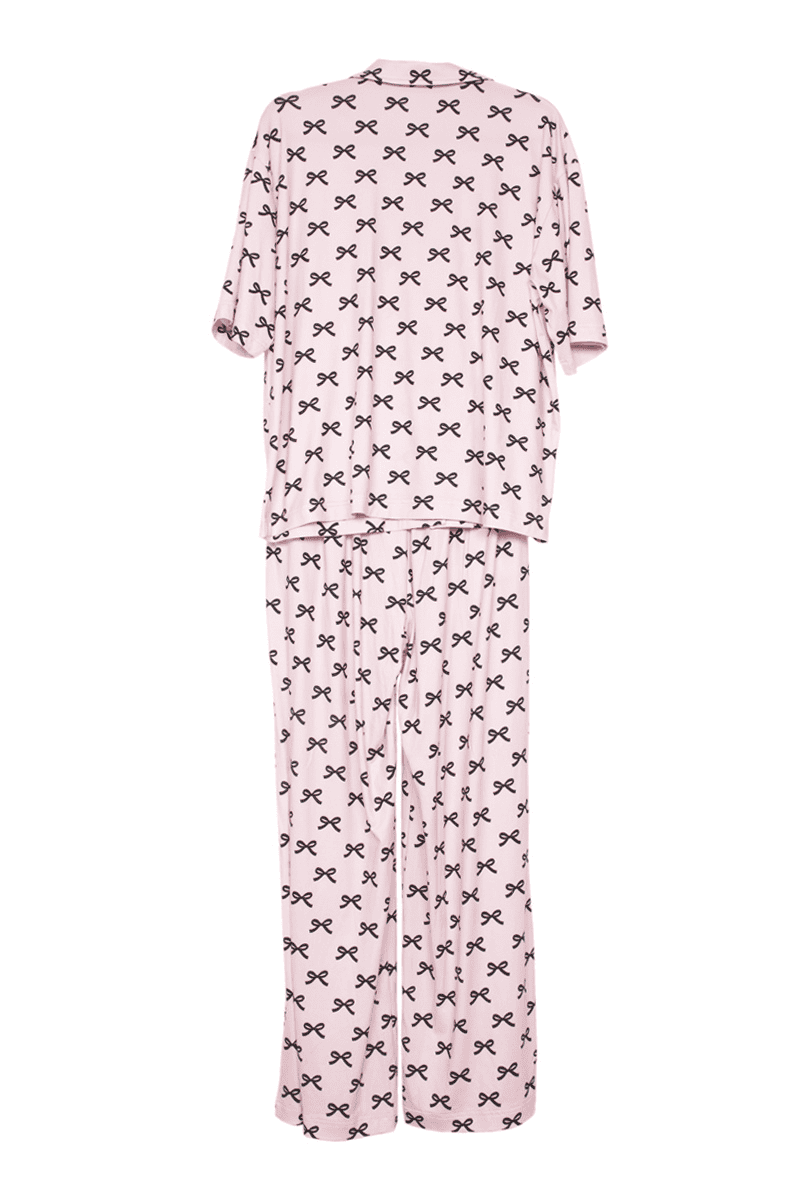 Black & Pink Mini Coquette Bows Wholesale PJ Sets Women