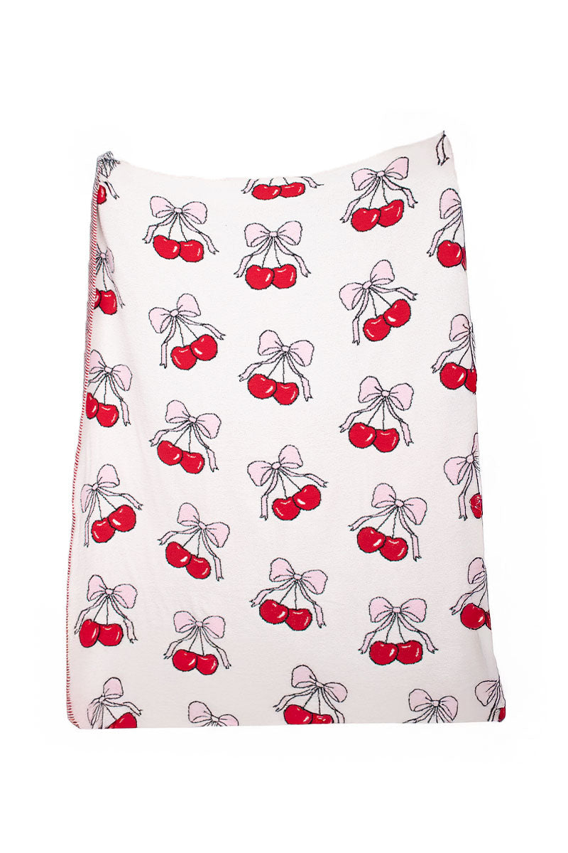 Cherry Bows All Over Wholesale Warm Throw Blanket