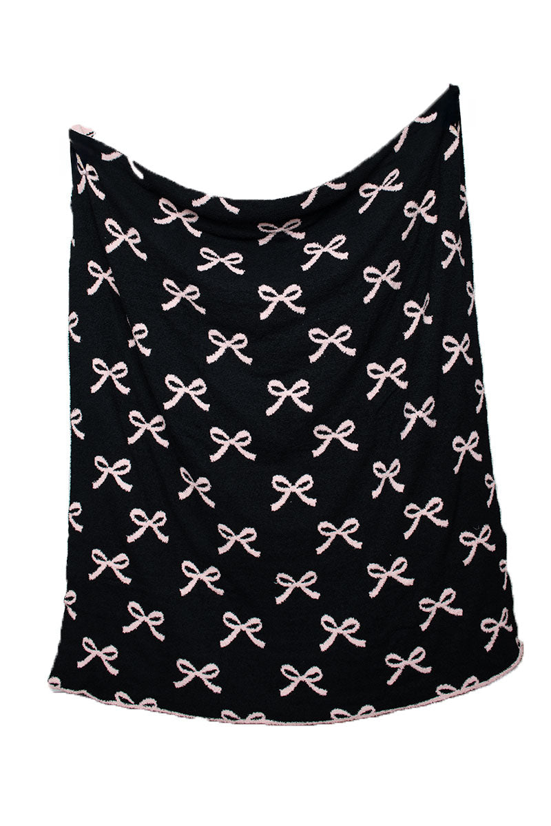 Pink and Black Bows Wholesale Double Sided Throw Blanket