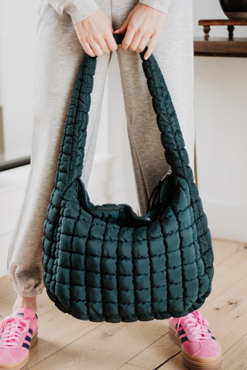 Forest Green Wholesale Oversized Quilted Hobo Tote Bag