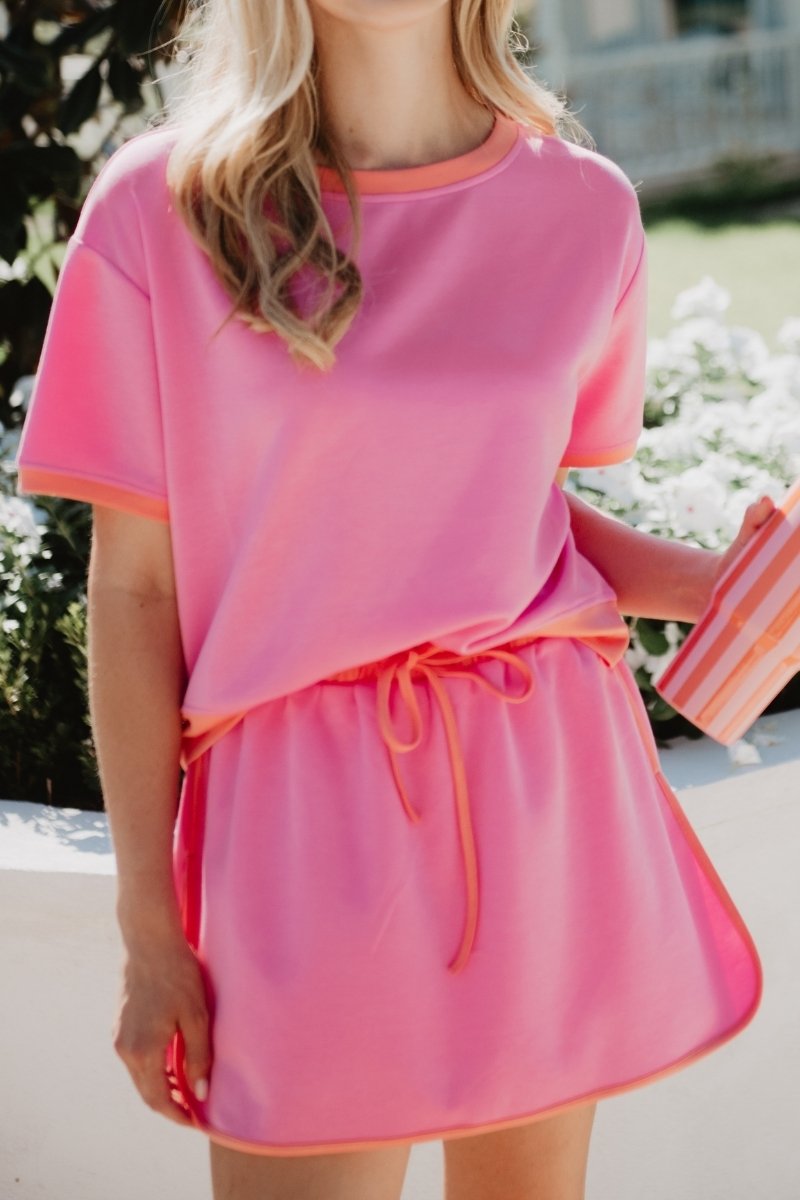 Pink and Orange Wholesale Matching Skirt and Top Set