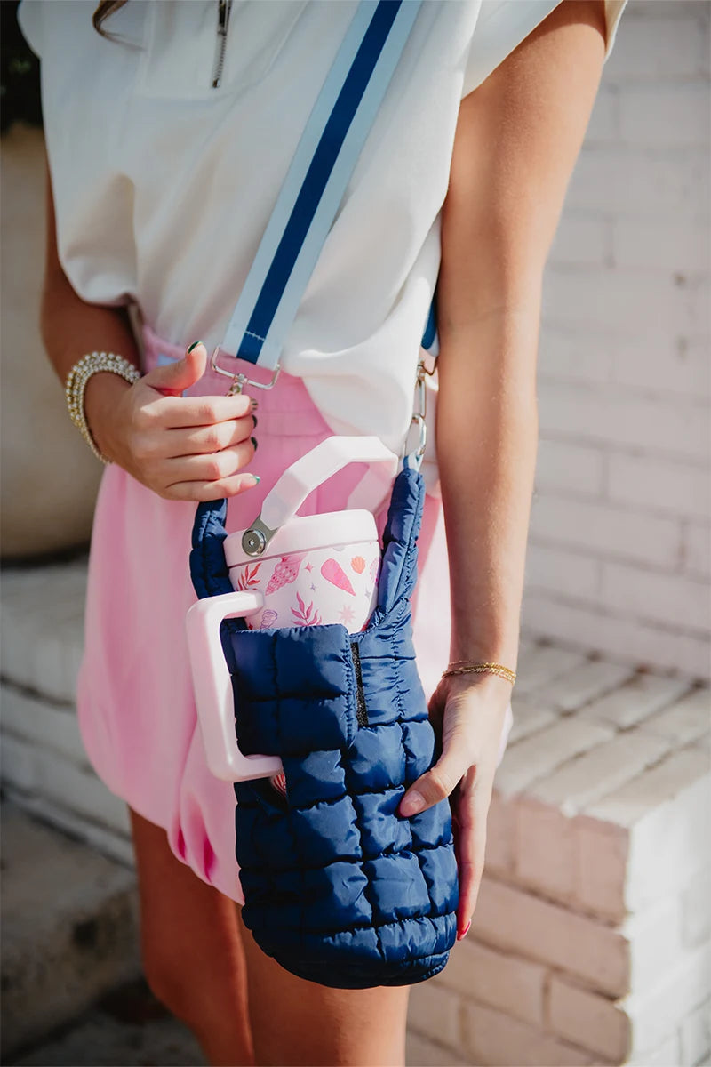 Navy Two-Toned Wholesale Tumbler Carrier Bag