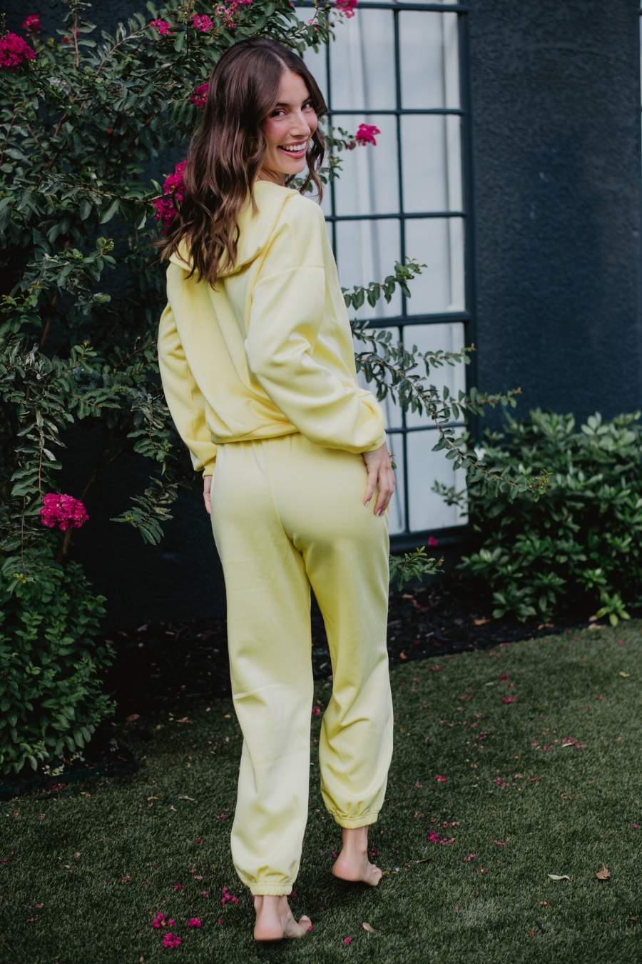 Yellow Women's Wholesale Half Zip Lounge Set