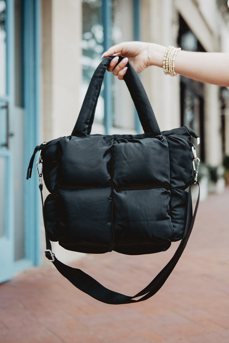 Black Wholesale Mini Puffer Tote Handbag