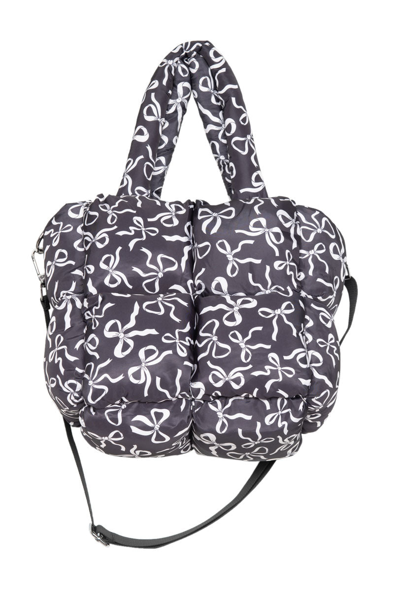 Black Bow Wholesale Mini Puffer Tote Bag