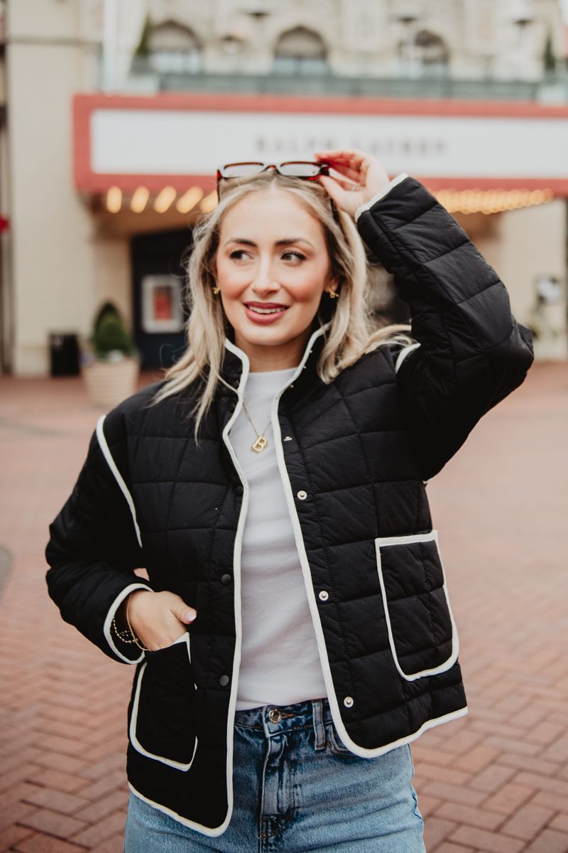 Black Wholesale Women's Quilted Jacket