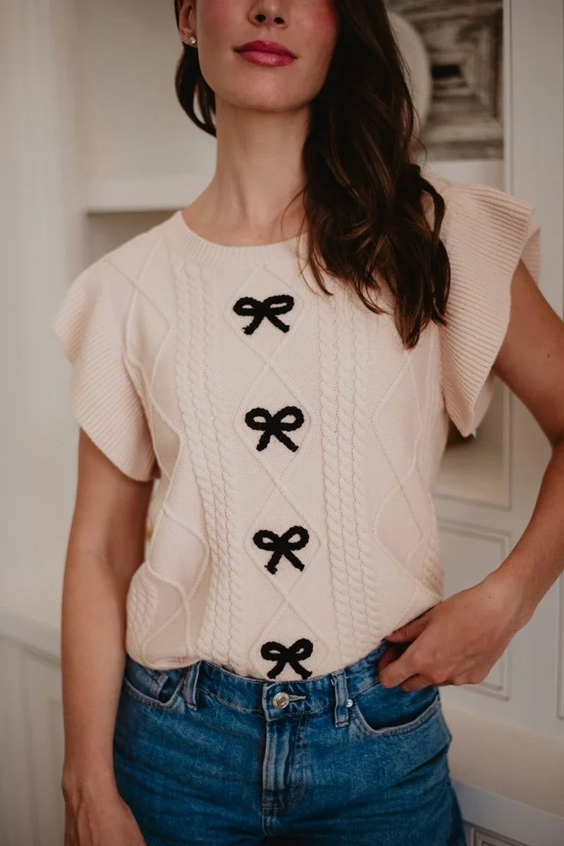 Bow Sweater Top (Tan)