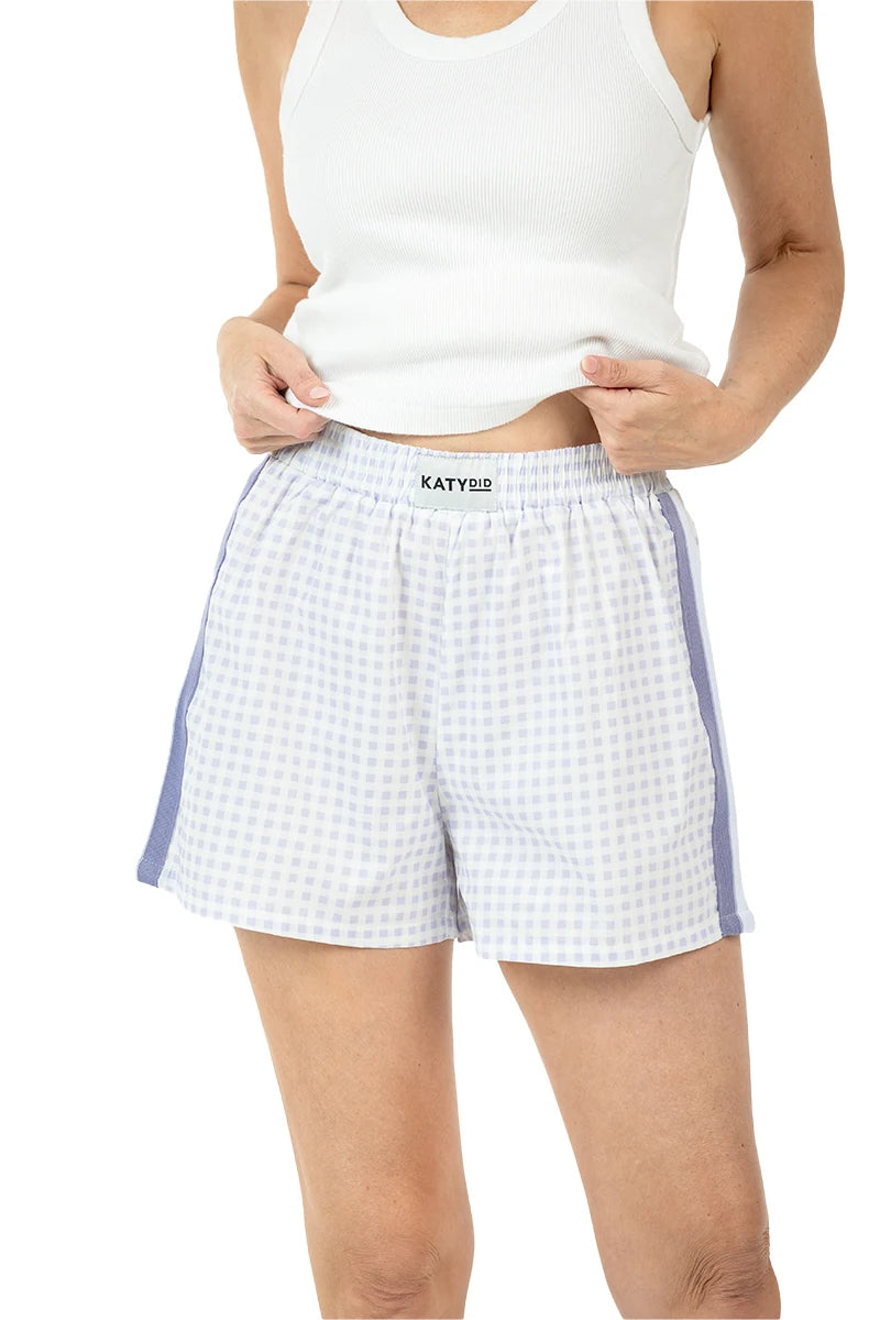Light Purple Plaid Boxers Female Wholesale