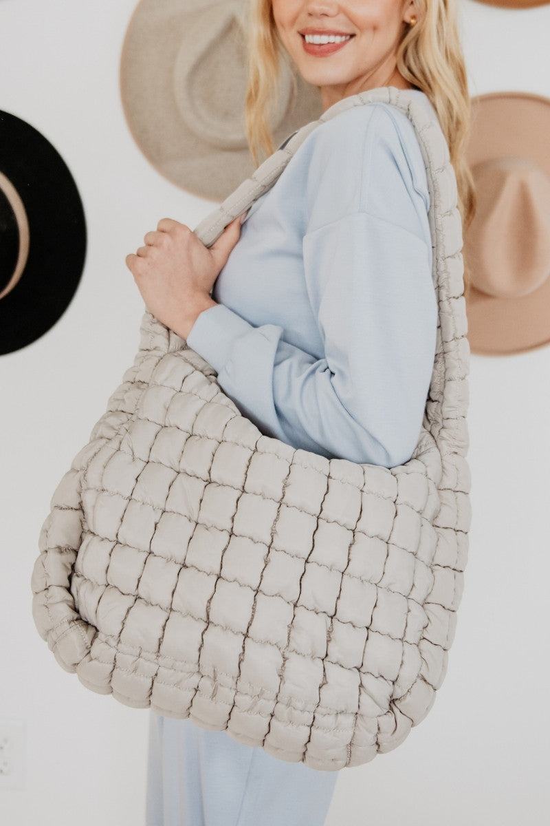Sand Wholesale Oversized Puffer Tote Bag