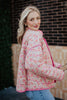 Pink Dainty Floral Women's Wholesale Quilted Jacket