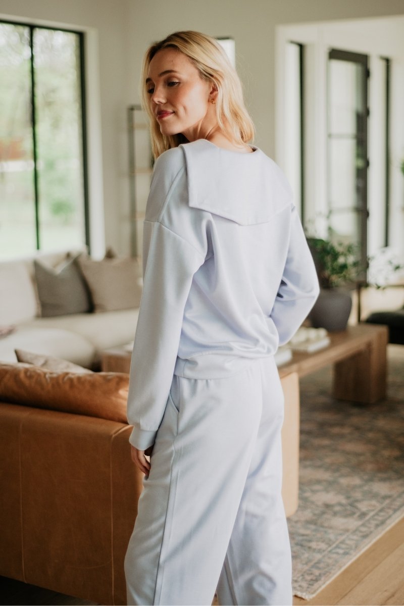 Light Blue Half Zip Lounge Set