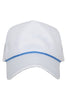 White Wholesale Fabric Trucker Hat with Light Blue Rope