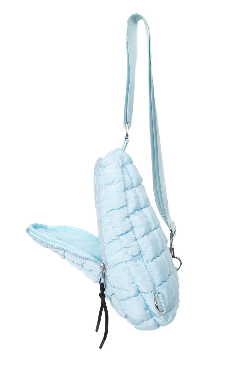 Light Blue Wholesale Quilted Sling Bag