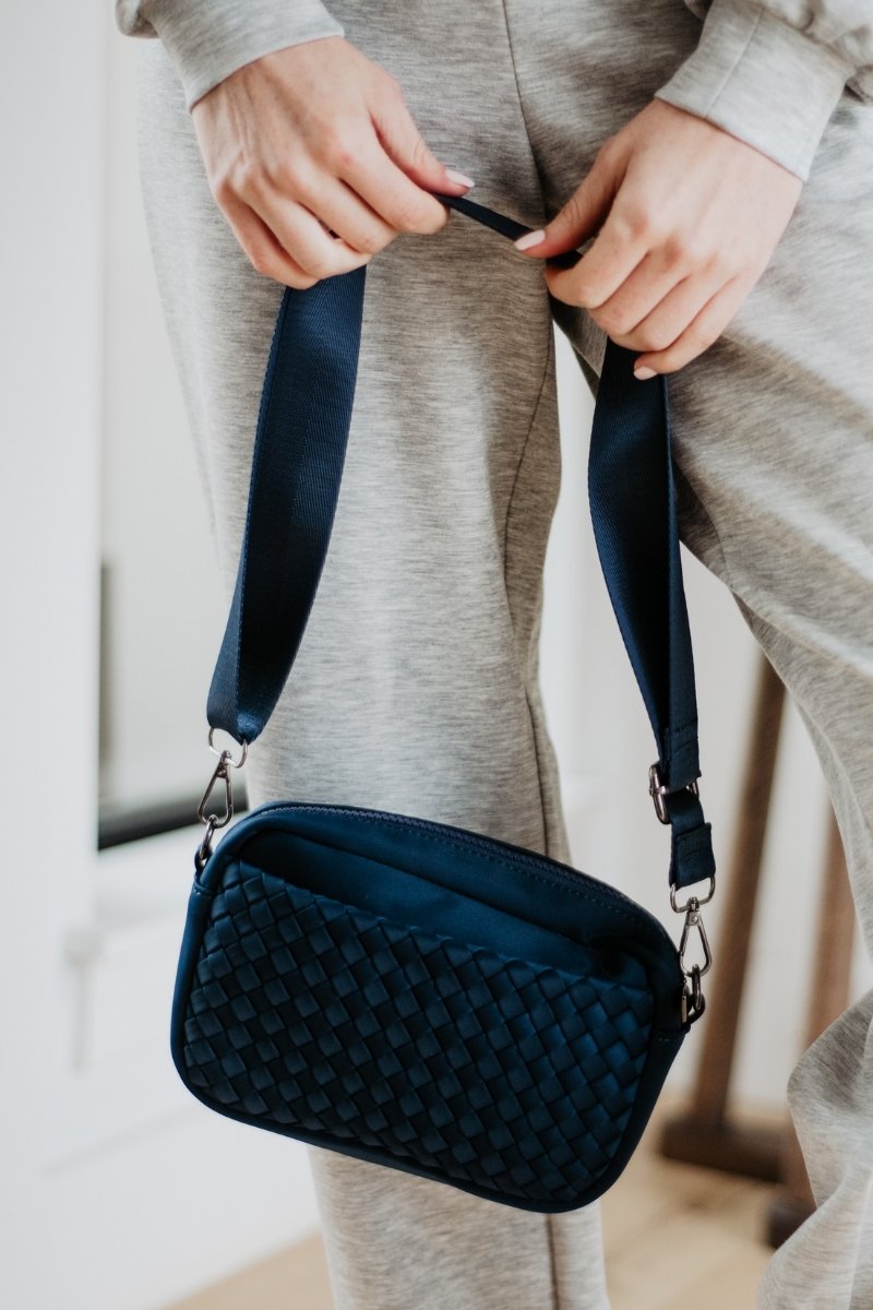Navy Woven Crossbody Bag Wholesale