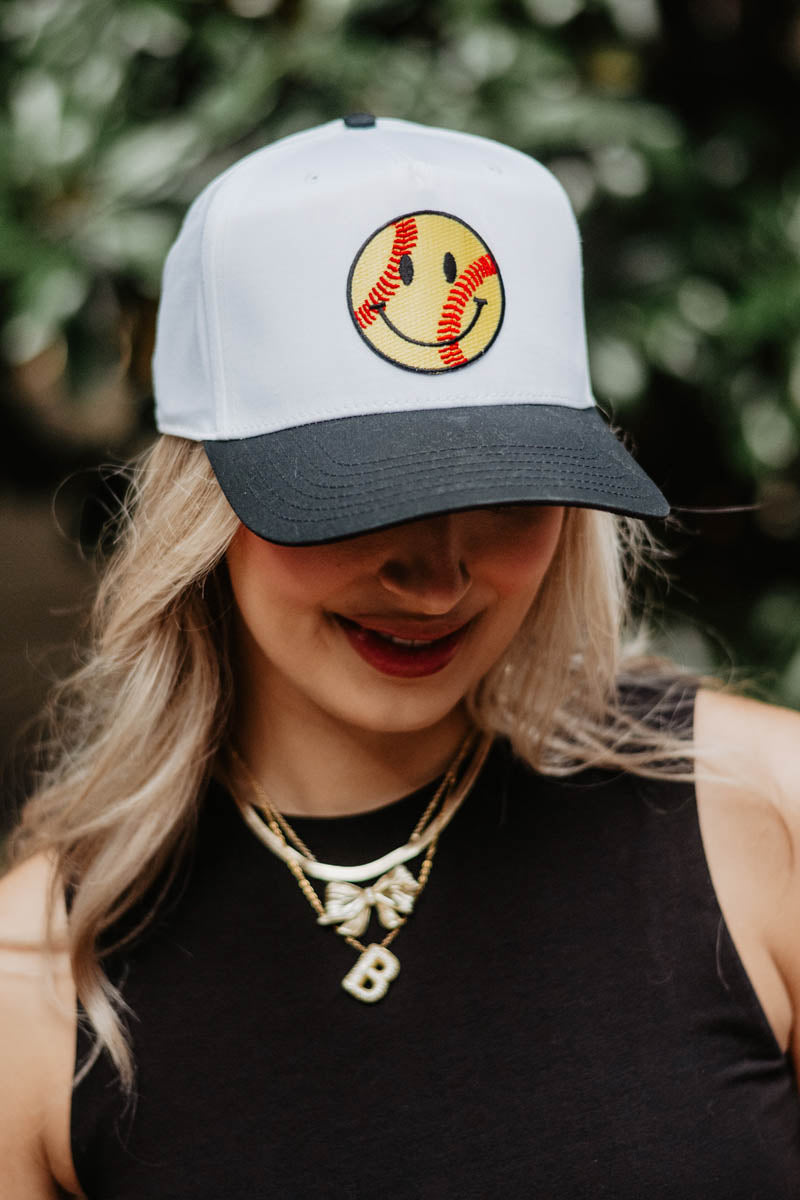Softball Happy Face Wholesale Two-Toned Vintage Hat