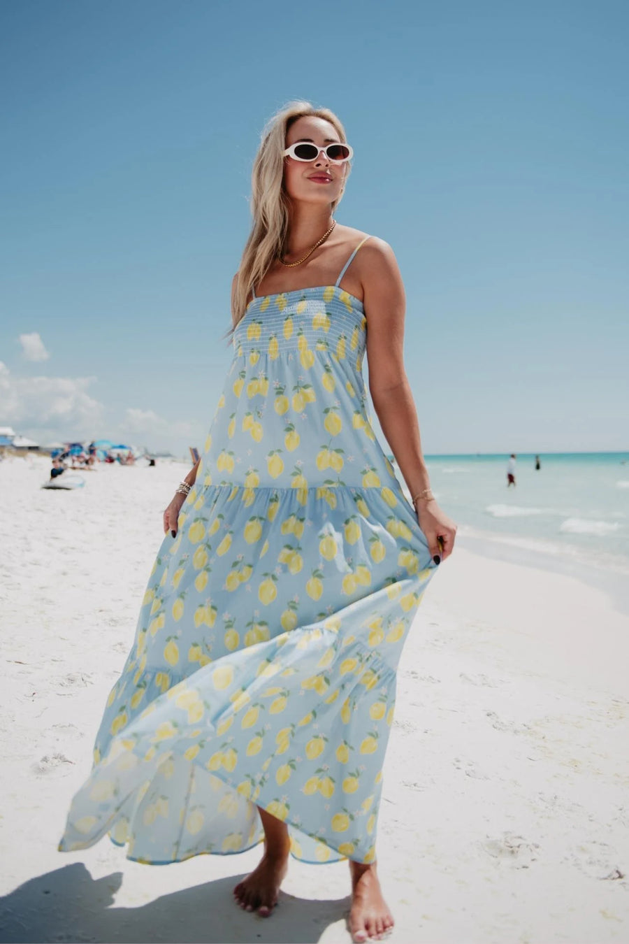 Zesty Lemons Maxi Summer Dresses Wholesale