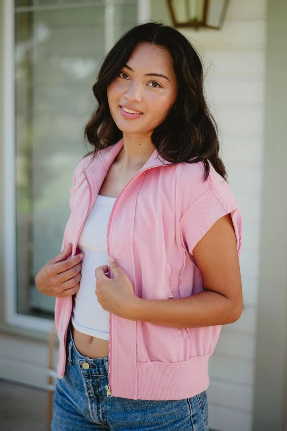 Pink Cotton Vest Wholesale Womens