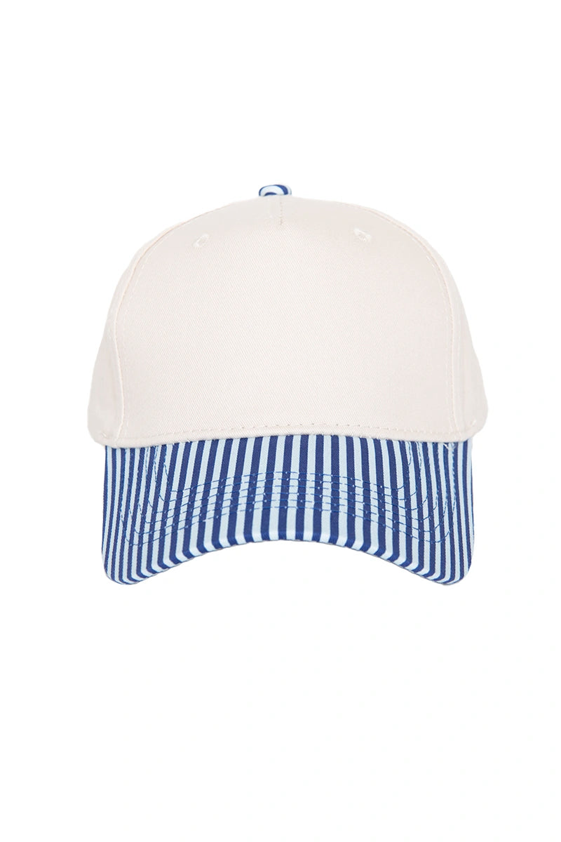 Light Blue and Navy Striped Blank Wholesale Vintage Hat