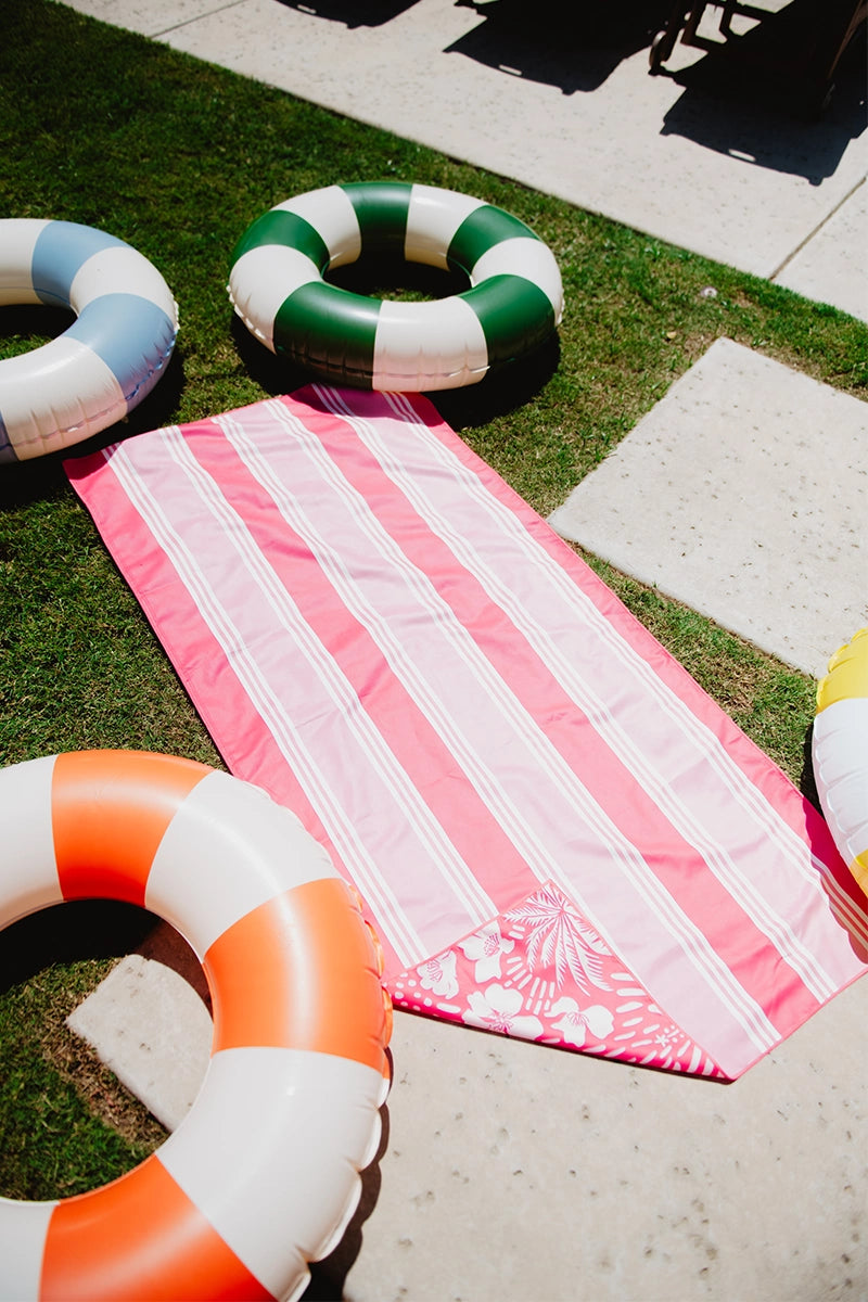 Sunset Palms Stripes Reversible Beach Towel