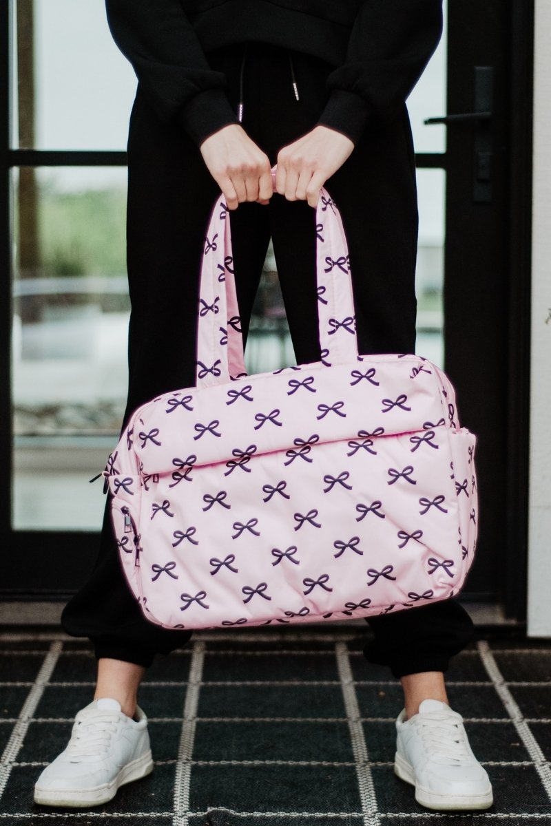 Black & Pink Mini Bows Wholesale Duffel Weekender