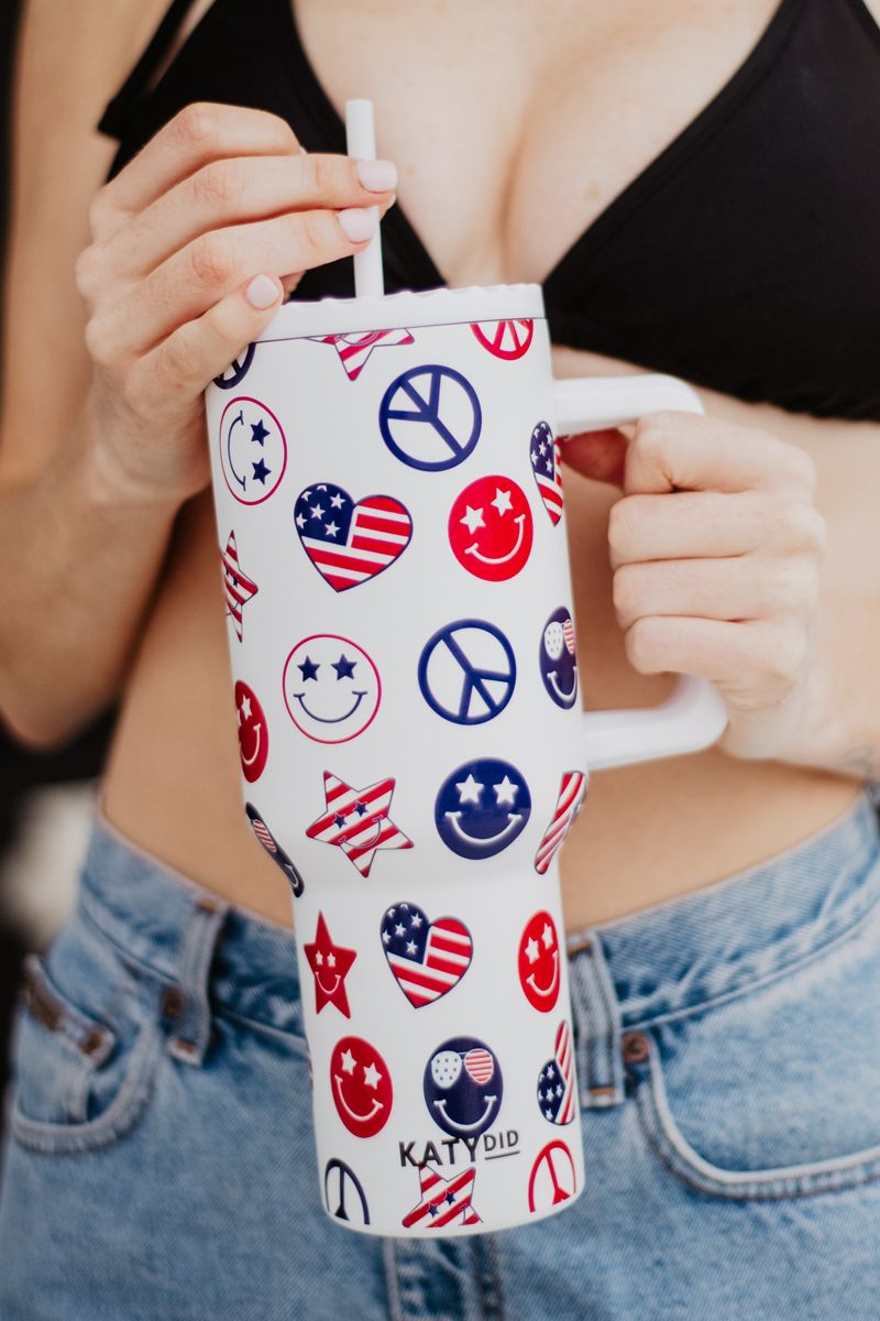 America Star, Peace & Happy Face Wholesale 38 Oz Tumbler