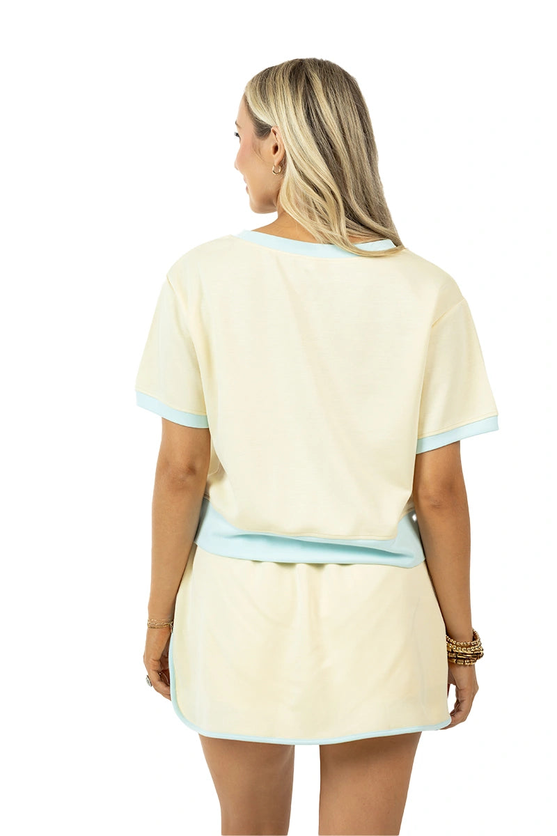 Yellow and Blue Wholesale Two Toned Skirt Set