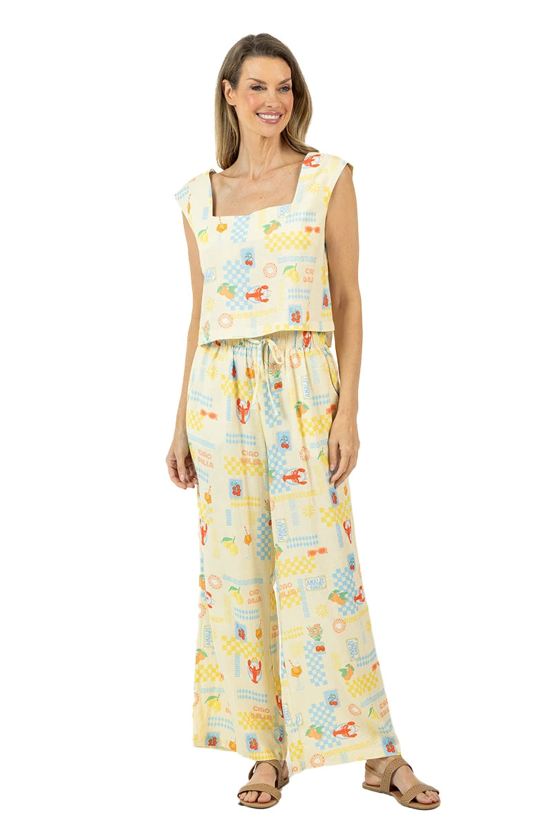 Yellow Italian Summer Wholesale Two-Piece Sets Women