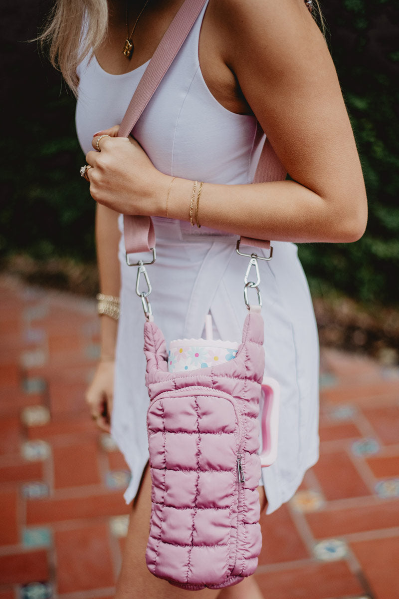 Mauve Puffer Wholesale Water Bottle Carrier Bag