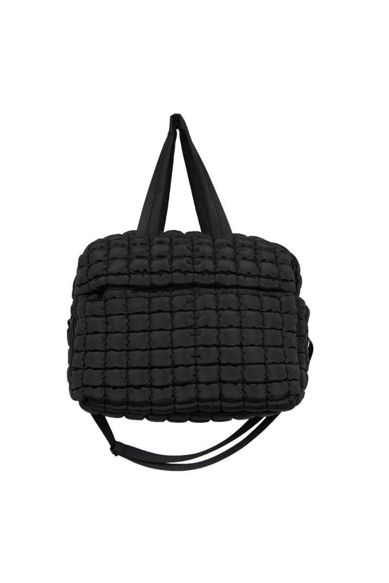 Black Quilted Wholesale Duffel Weekender Bag w/ Pass-Thru Slip