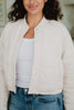 Beige Cropped Wholesale Quilted Bomber Jacket