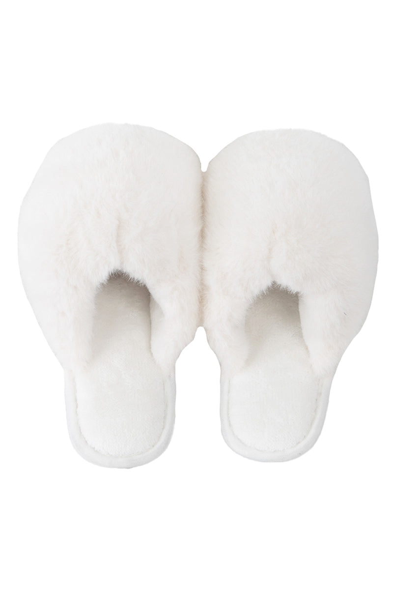 White Wholesale Faux Fur Jumbo Slippers