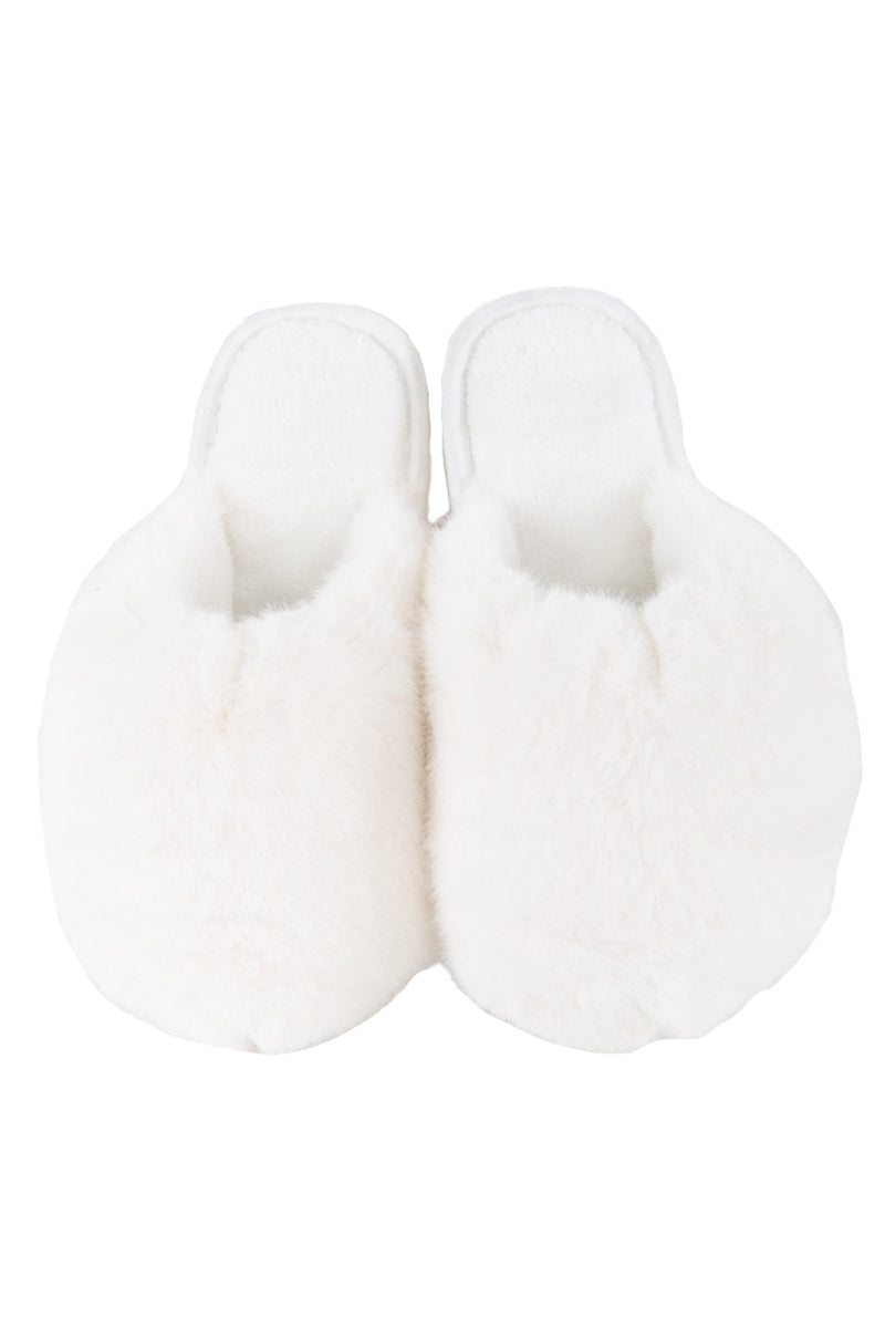 White Wholesale Faux Fur Jumbo Slippers