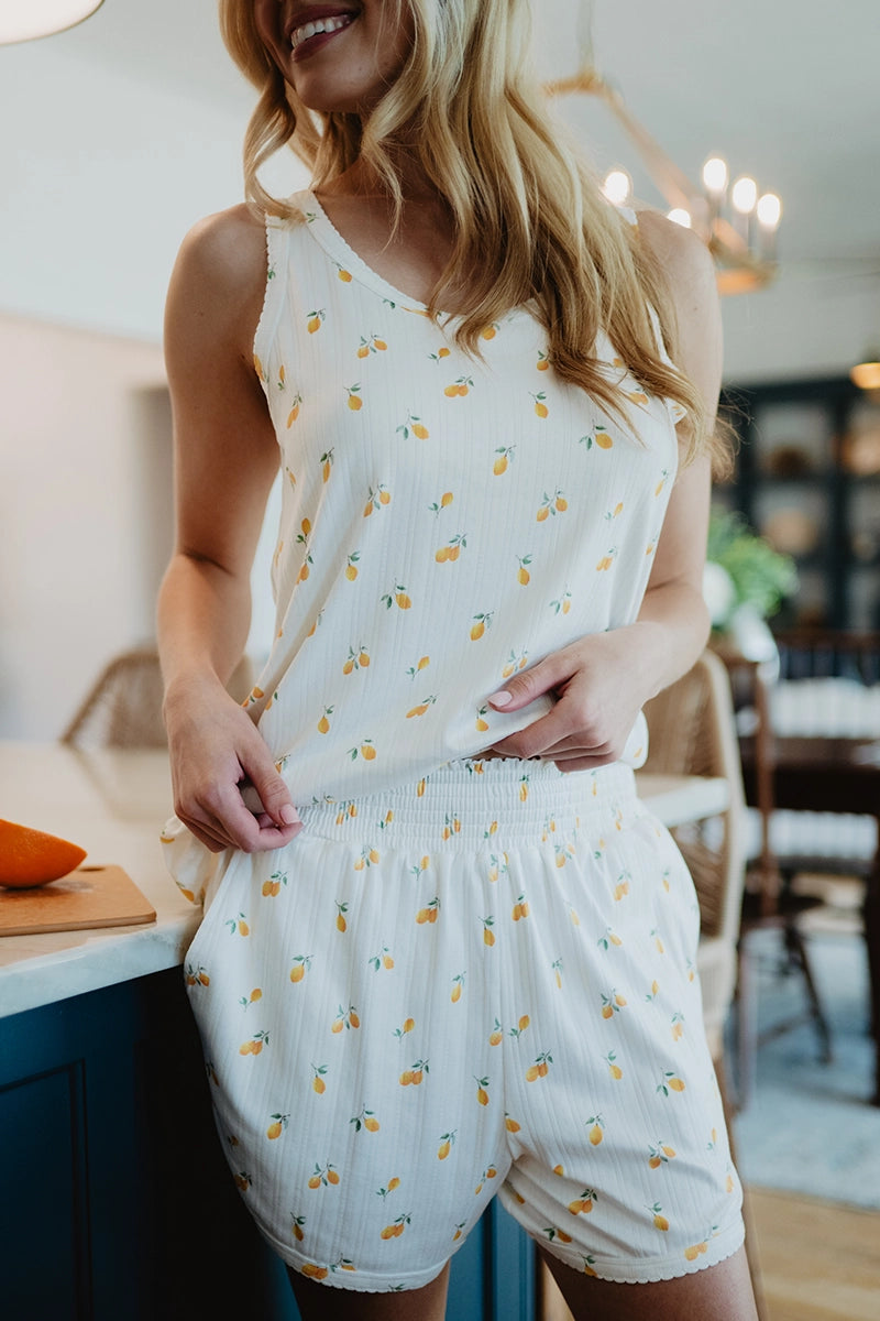 Lemons Ruffle Waist Wholesale Pointelle Set