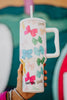 A bow-print multi-colored tumbler