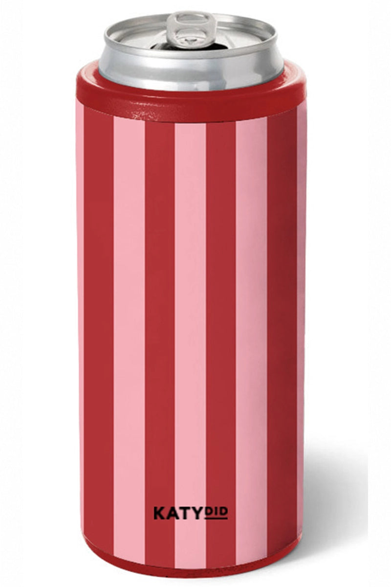 Pink and Wine Striped Wholesale Can Cooler