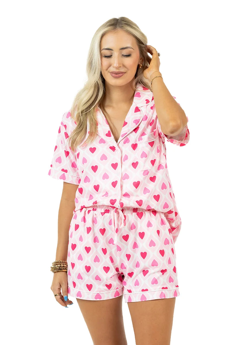Light and Hot Pink Hearts Wholesale PJ Women's