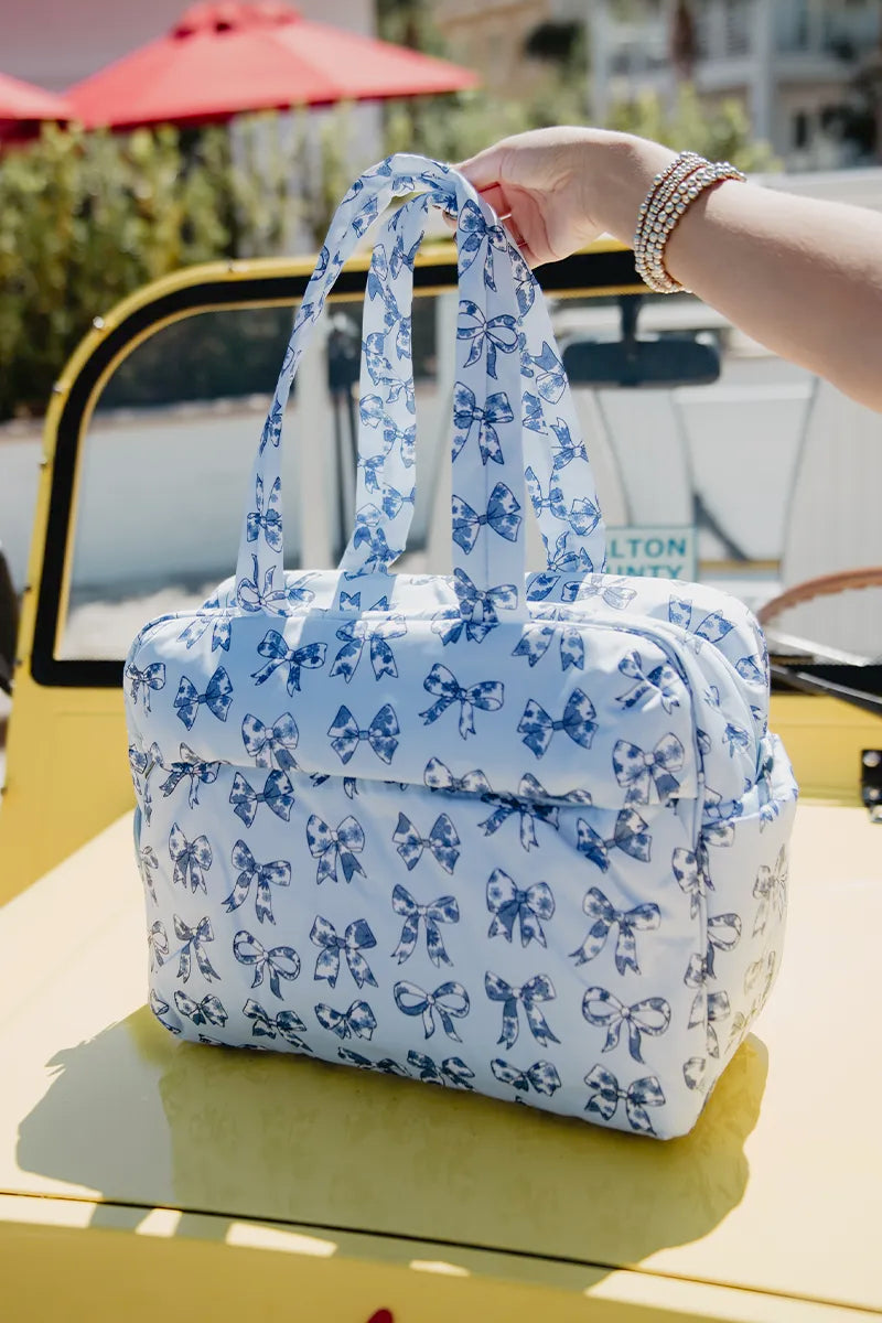 Light Blue Toile Coquette Bows Wholesale Classic Weekender