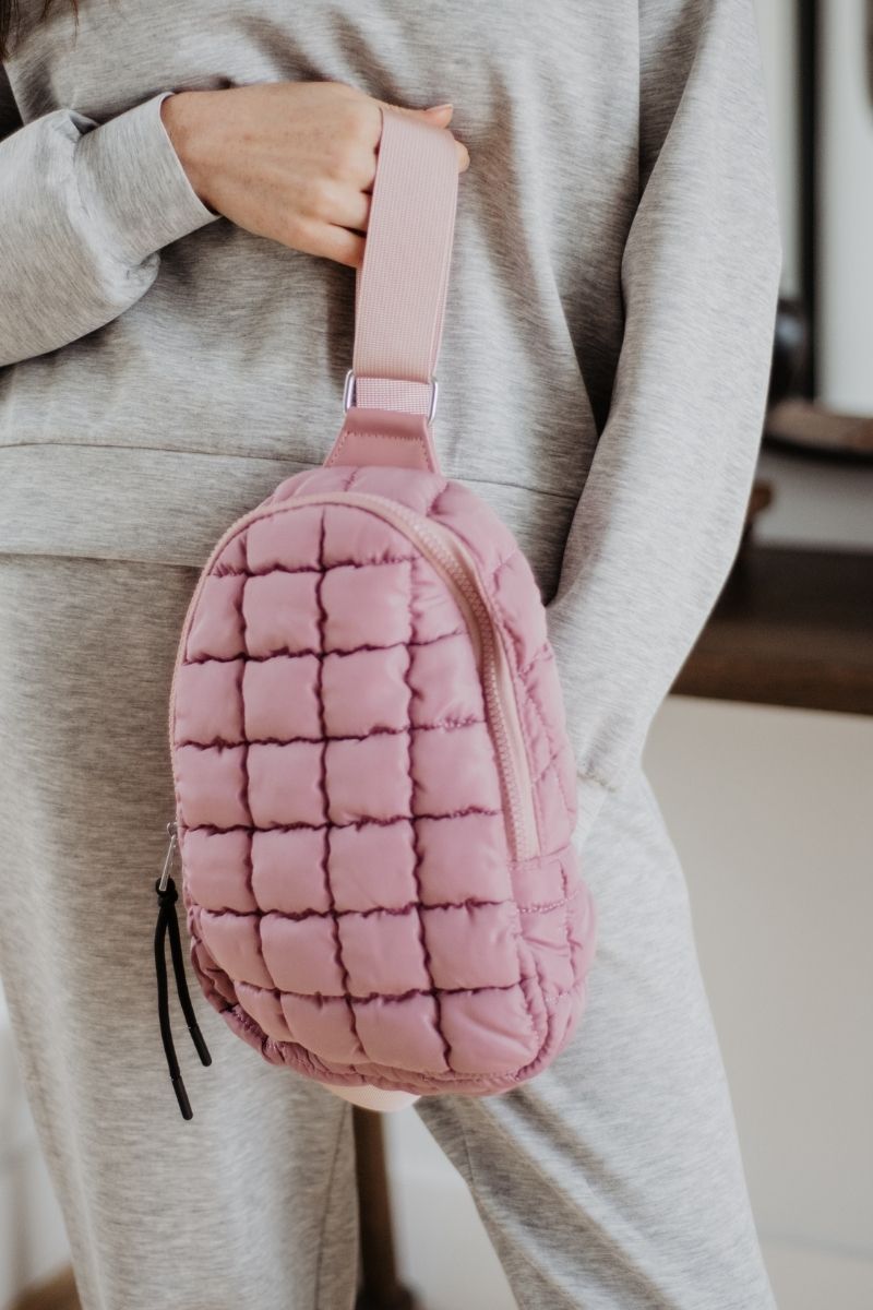 Mauve Quilted Wholesale Sling Crossbody Bag