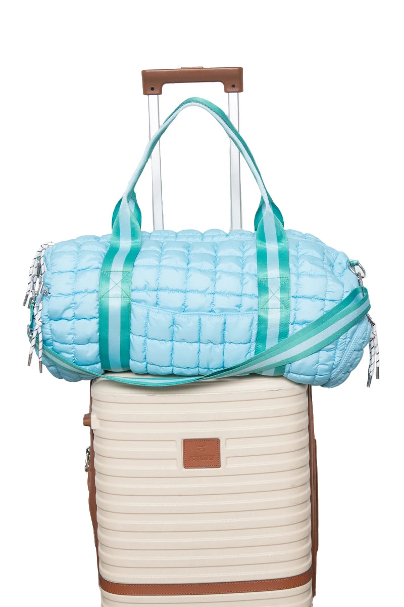 Light Blue Two Toned Wholesale Quilted Duffel Bag